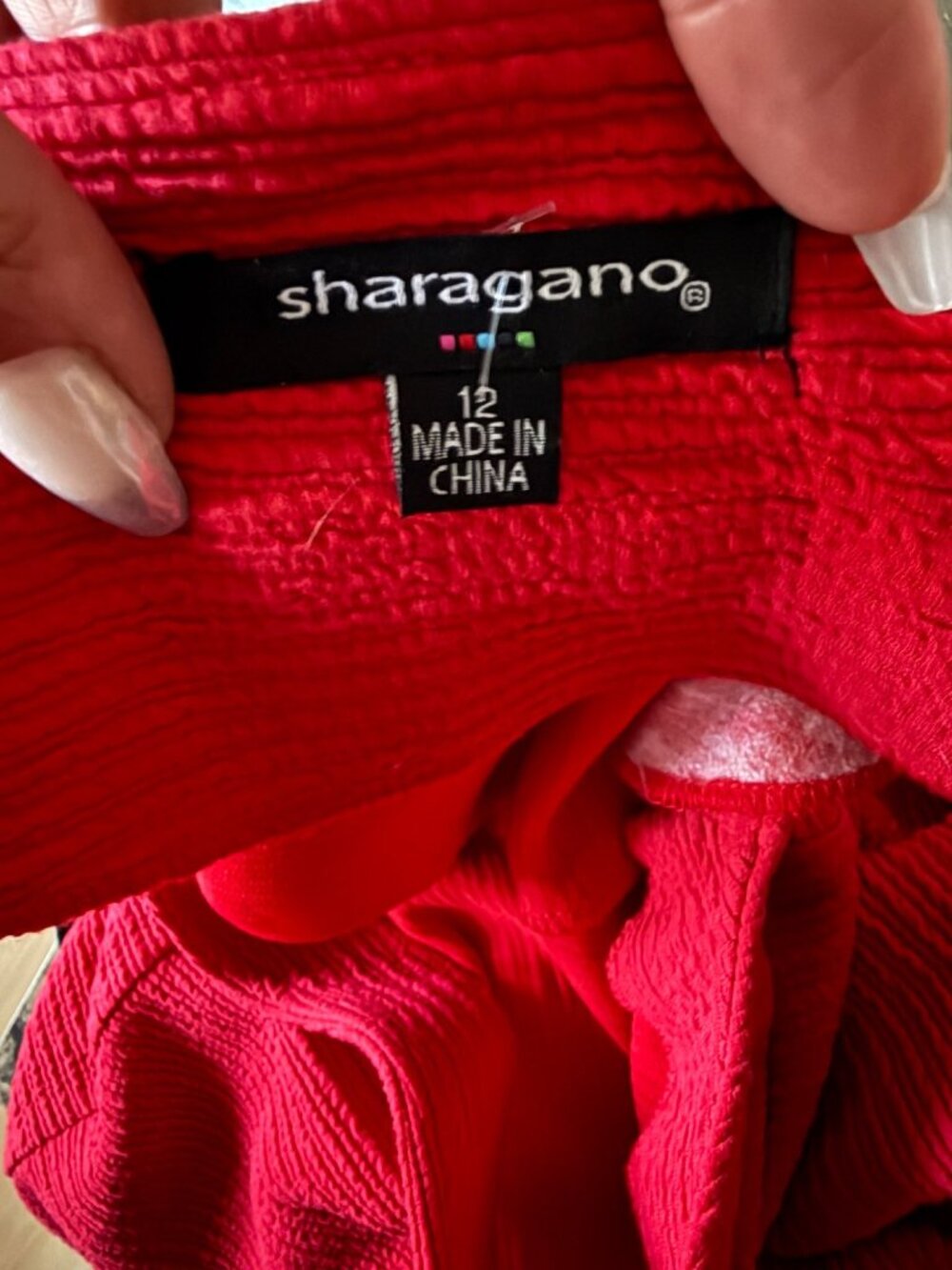 Sharagano Red Textured Long Sleeve Knee-Length Sheath Dress Size 12 - Picture 6 of 6